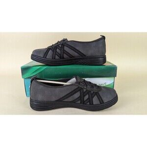 Easy Street Makena Lace Up Sneakers Women 7.5 Narrow Gray Faux Leather Shoes NWB